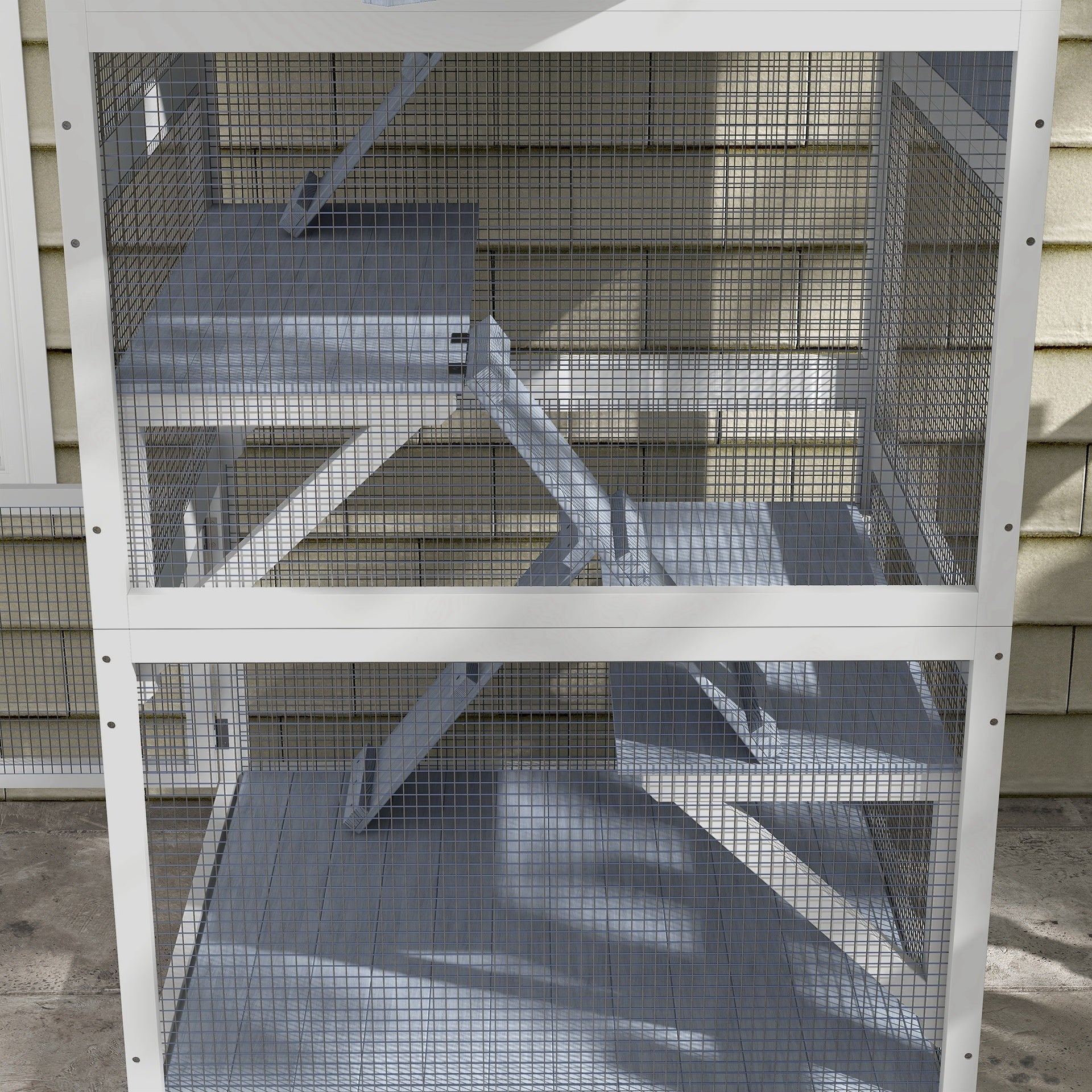 PawHut Catio, Outdoor Cat Enclosure House on Wheels with Hammock, Gray