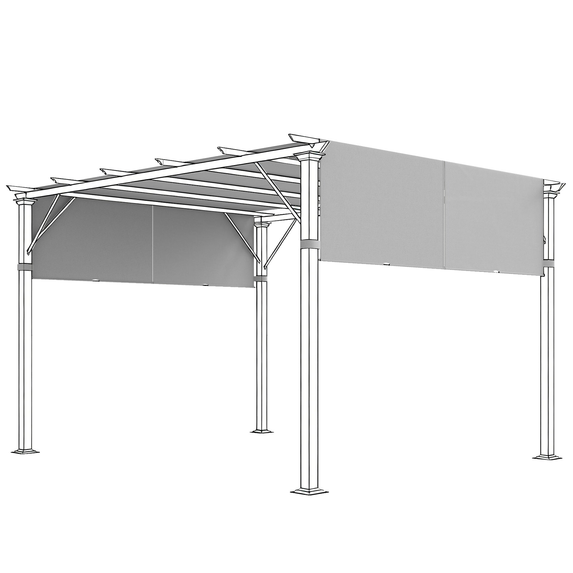 Outsunny 2 Pcs Pergola Replacement Canopy, UV Protection Pergola Shade Cover, Easy to Install, for 10 x 10ft Pergola, Light Gray