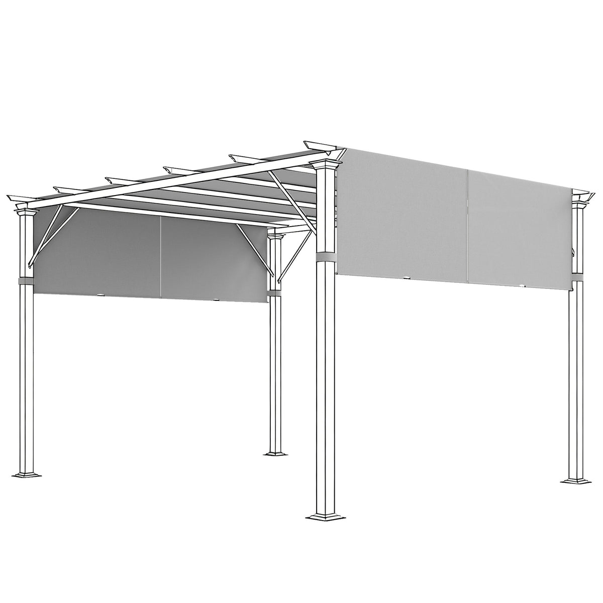 Outsunny 2 Pcs Pergola Replacement Canopy, UV Protection Pergola Shade Cover, Easy to Install, for 10 x 10ft Pergola, Light Gray