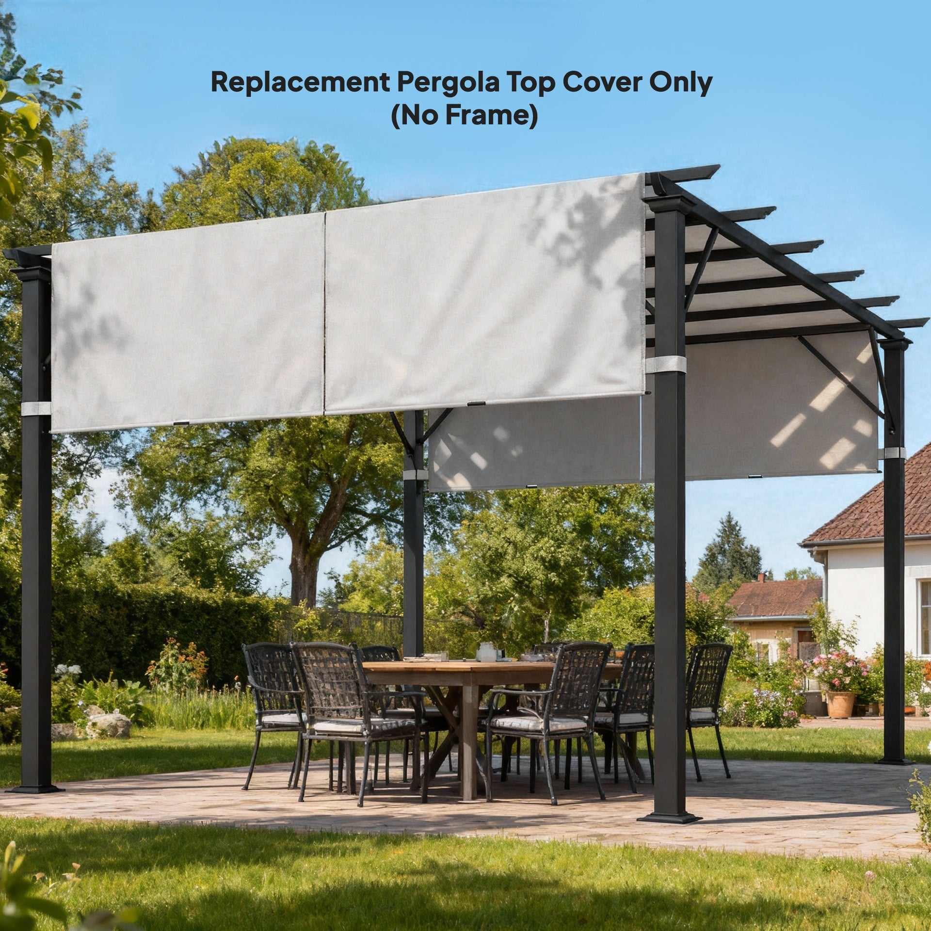 Outsunny 2 Pcs Pergola Replacement Canopy, UV Protection Pergola Shade Cover, Easy to Install, for 10 x 10ft Pergola, Light Gray