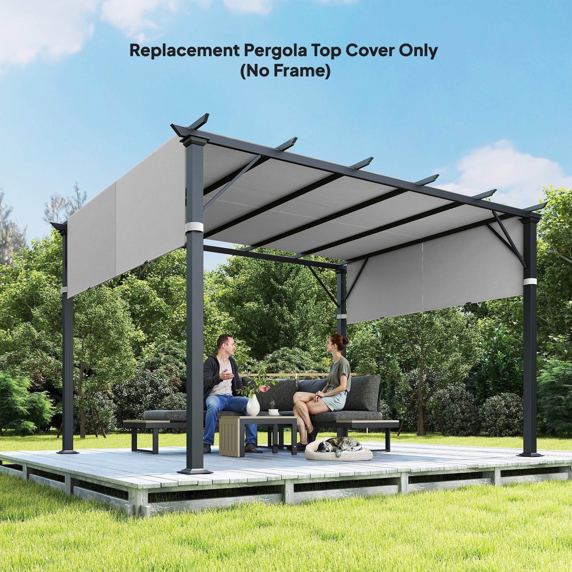 Outsunny 2 Pcs Pergola Replacement Canopy, UV Protection Pergola Shade Cover, Easy to Install, for 10 x 10ft Pergola, Light Gray