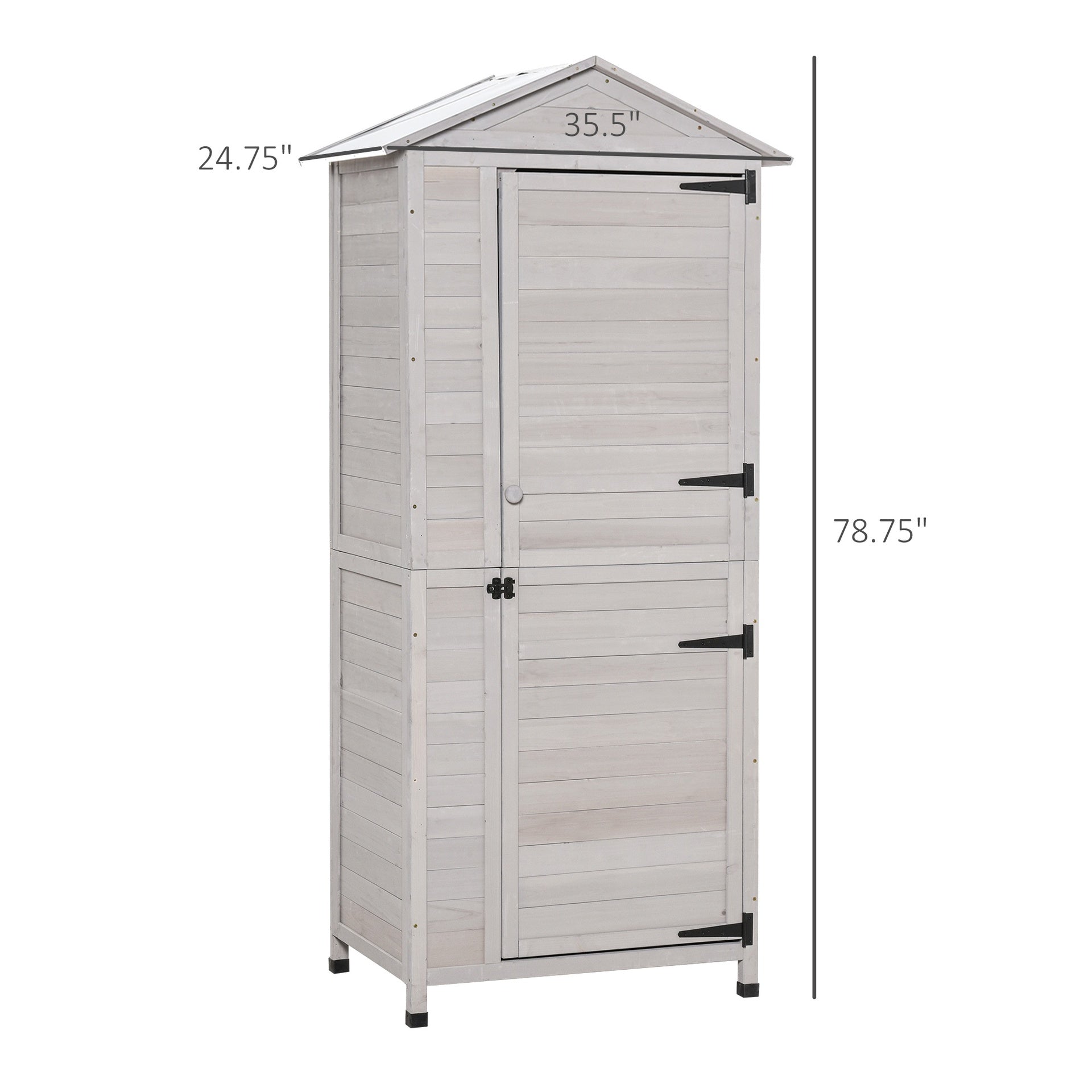Outsunny Wooden Garden Cabinet 4-Tier Storage Shed Lockable Organizer w/ Foot Pad Handle