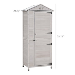 Outsunny Wooden Garden Cabinet 4-Tier Storage Shed Lockable Organizer w/ Foot Pad Handle