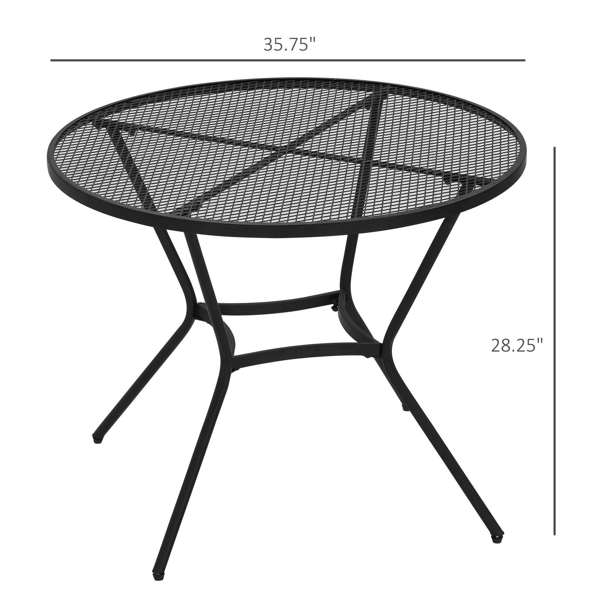 Outsunny 35" Round Outdoor Patio Bistro Dining Table, French Cafe Style, Conversation Space, Fast Drying Metal Mesh Tabletop for Garden, Backyard, Poolside, Black