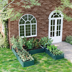 Outsunny Steel Raised Garden Bed, Set of 5 Large Box Planters for Outdoor Plants Vegetables Flowers Herbs, 8x8x1ft, Green