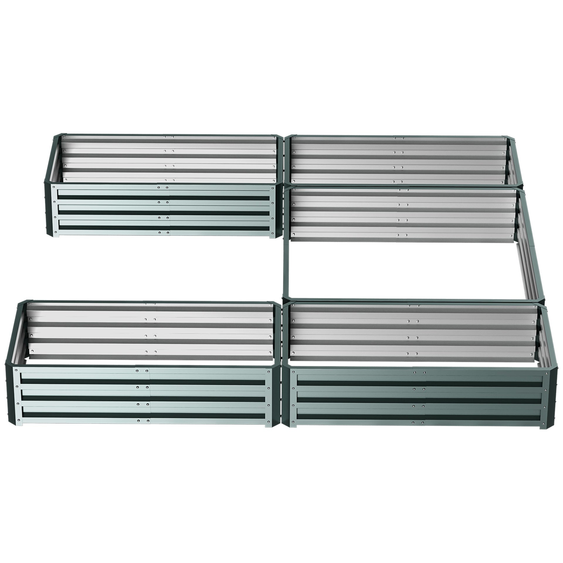 Outsunny Steel Raised Garden Bed, Set of 5 Large Box Planters for Outdoor Plants Vegetables Flowers Herbs, 8x8x1ft, Green