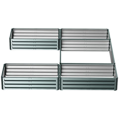 Outsunny Steel Raised Garden Bed, Set of 5 Large Box Planters for Outdoor Plants Vegetables Flowers Herbs, 8x8x1ft, Green