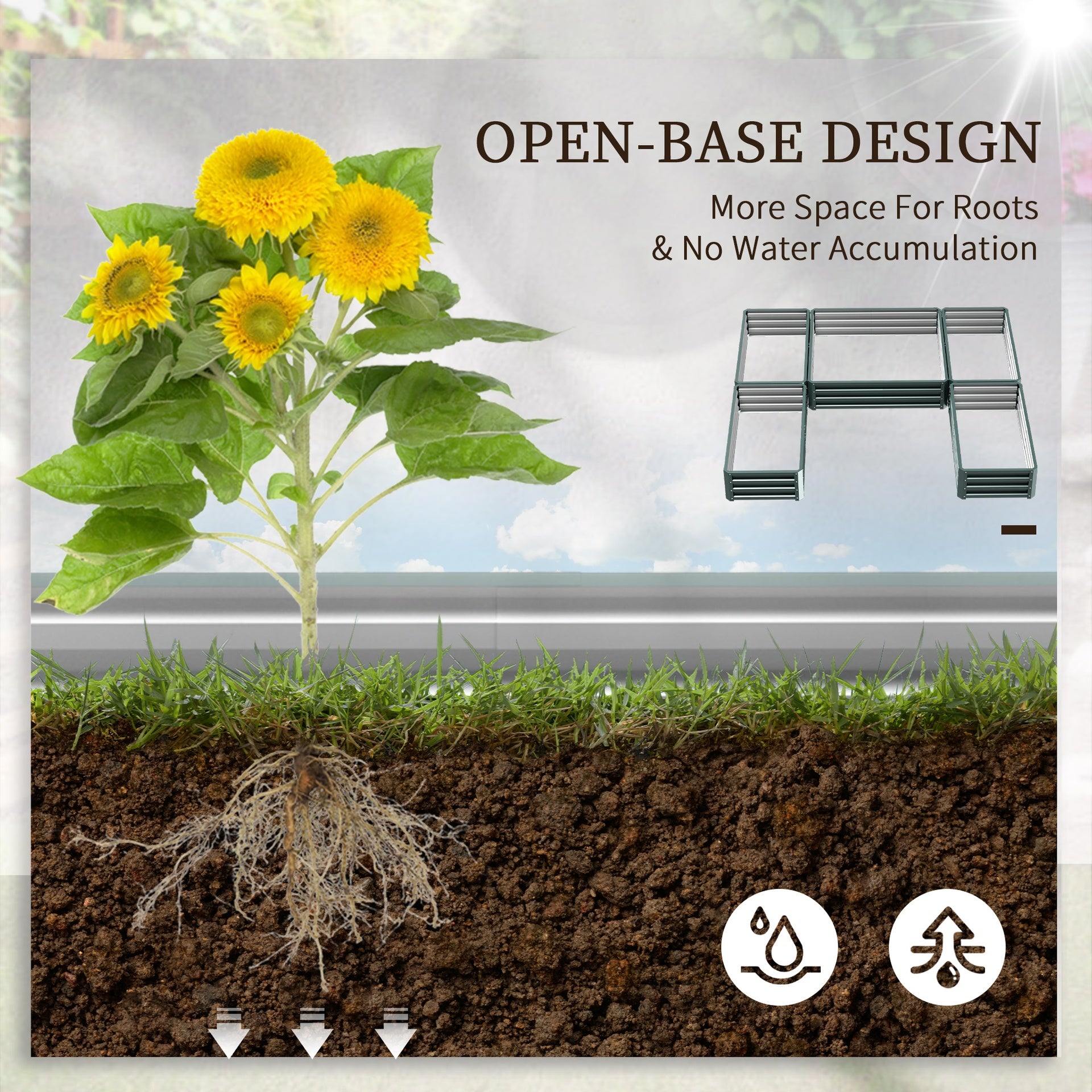 Outsunny Steel Raised Garden Bed, Set of 5 Large Box Planters for Outdoor Plants Vegetables Flowers Herbs, 8x8x1ft, Green