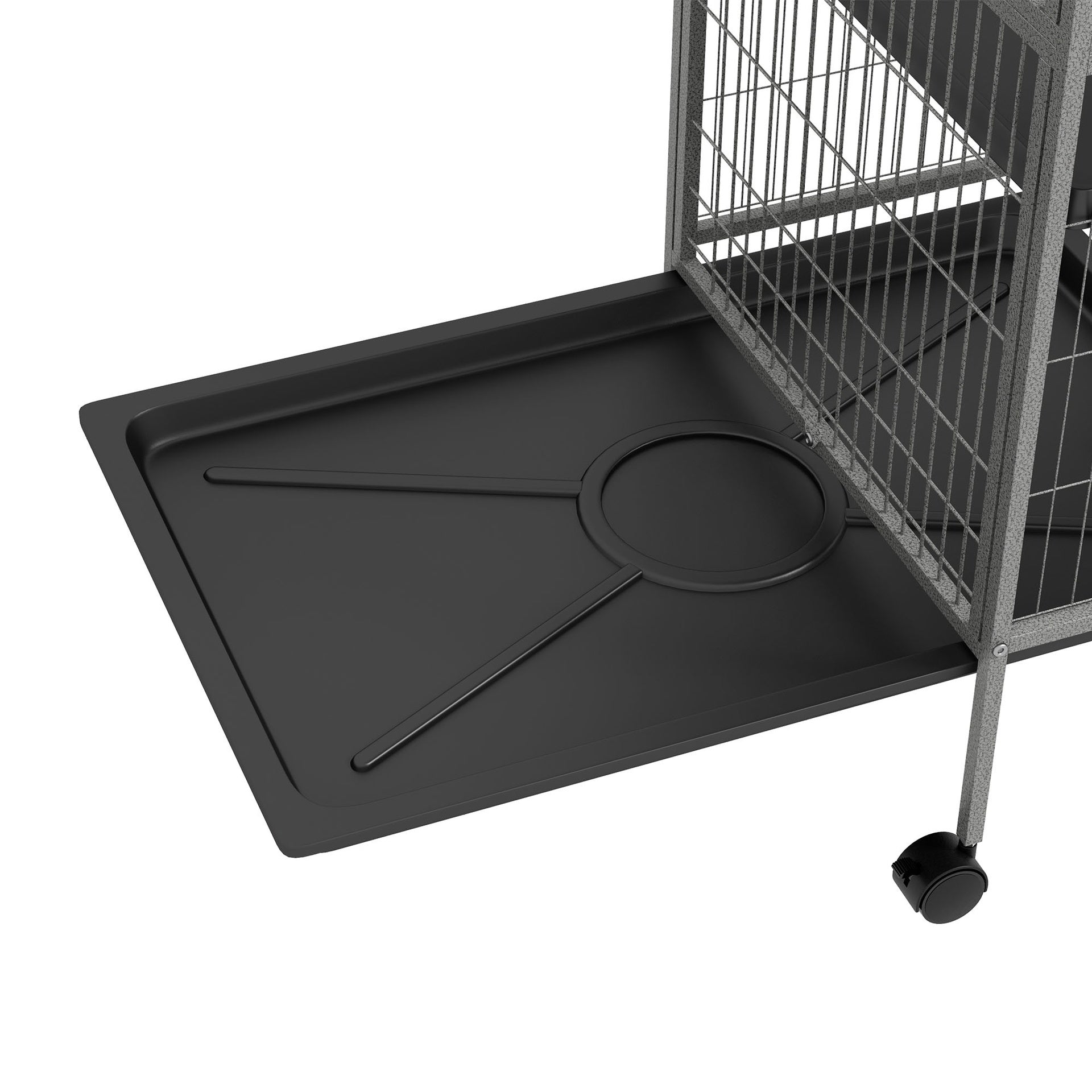 PawHut 63" H Rolling Small Animal Cage with Hammock, Ferret Cage, Chinchilla Cage, Pet Habitat with 6 Doors, Removable Tray