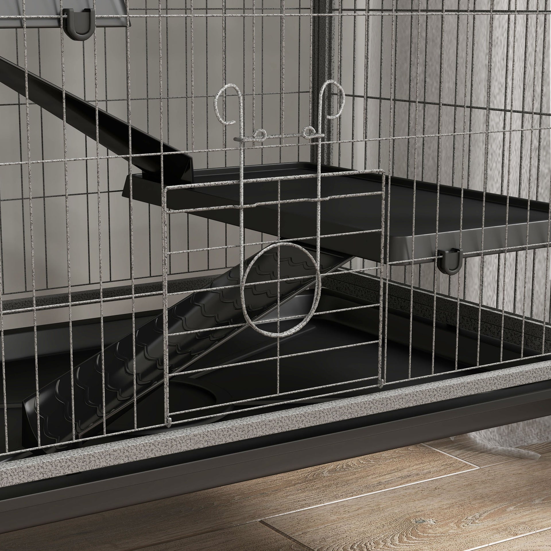 PawHut 63" H Rolling Small Animal Cage with Hammock, Ferret Cage, Chinchilla Cage, Pet Habitat with 6 Doors, Removable Tray