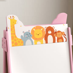 Qaba Doubel-Sided Easel for Kids w/ Whiteboard, Chalkboard, Storage Boxes, Blue