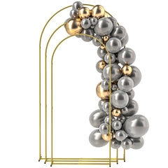 Outsunny Metal Arch Backdrop Stand Set of 3, 7/6.5/6 ft Wedding Arch Frame, Balloon Backdrop Arch Stand Set for Birthday Party, Bridal Shower, Graduation, Ceremony, Banquet Decorations, Gold
