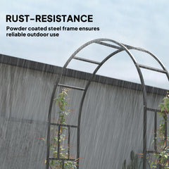 Outsunny 7.3ft Steel Garden Arch Trellis, Garden Arbor Trellis for Climbing Plants Roses Wisteria Vines, Flower Arch Wedding Arch Stand for Outdoor, Garden, Lawn, Backyard, Black
