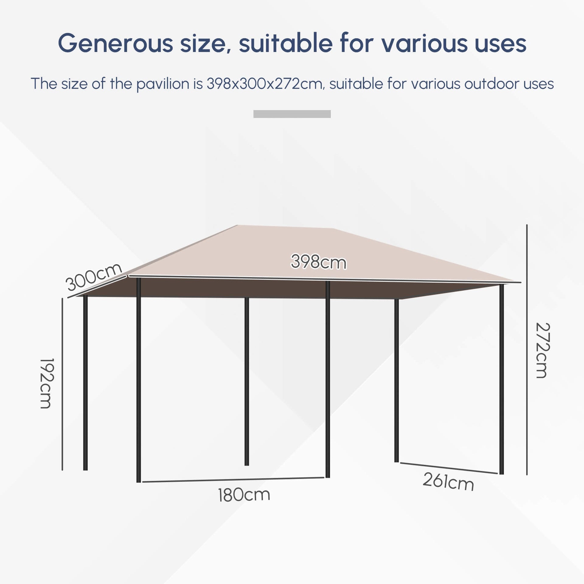 Outsunny 10' x 13' Outdoor Patio Gazebo Canopy Shelter with 6 Removable Sidewalls, & Steel Frame for Garden, Lawn, Backyard and Deck, Khaki
