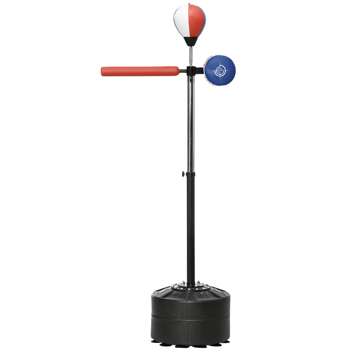 Soozier Free Standing Boxing Bag with Stand, Punching Speed Bag Reaction Bar Challenge with Suction Cups, 64-81in Adjustable Height for Teenagers and Adults, Multi