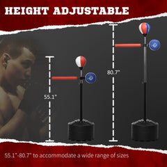Soozier Free Standing Boxing Bag with Stand, Punching Speed Bag Reaction Bar Challenge with Suction Cups, 64-81in Adjustable Height for Teenagers and Adults, Multi