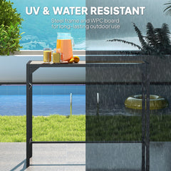 Outsunny Outdoor Bar Table, Bar Height Patio Bar Table w/ Built-In Bottle Opener, Plastic Top with Wood Grain, 47.25" x 15" x 39"