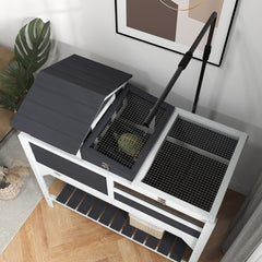 PawHut Tortoise Enclosure Tortoise House w/ Adjustable Lamp Holder, Storage Shelf, Removable Main House, Openable Lid, Gray