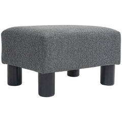 HOMCOM Small Ottoman Foot Rest, Foot Stool with Linen Fabric Upholstery and Plastic Legs, Cube Ottoman, Charcoal Gray