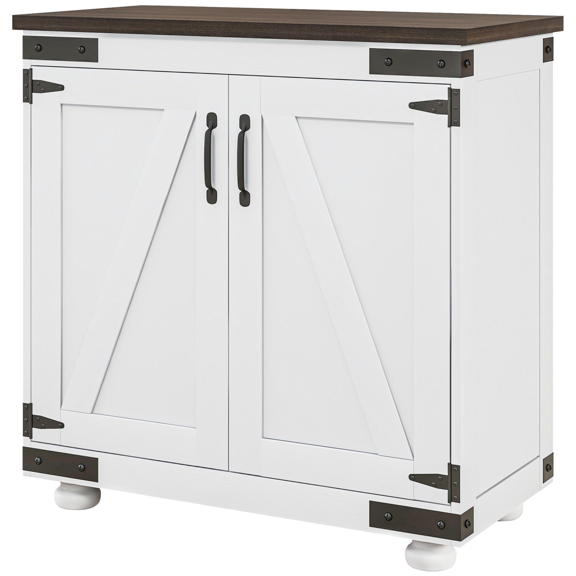 HOMCOM Kitchen Sideboard, Buffet Cabinet with Barn Door and Adjustable Shelf, Distressed White