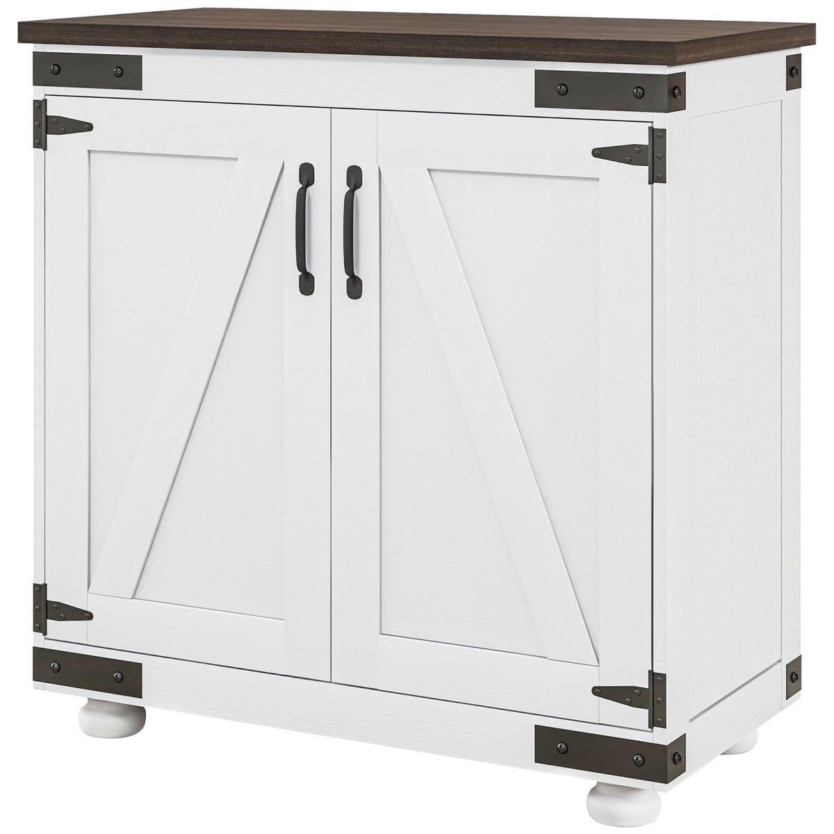 HOMCOM Kitchen Sideboard, Buffet Cabinet with Barn Door and Adjustable Shelf, Distressed White