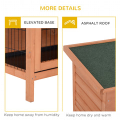 PawHut 54" 2-Story Large Rabbit Hutch Bunny Cage Wooden Pet House Small Animal Habitat Lockable Doors, Tray, Roof, Orange
