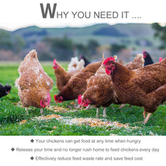 PawHut 25 lbs Capacity Automatic Chicken Poultry Feeder with a Galvanized Steel and Aluminium Build, Weatherproof Design