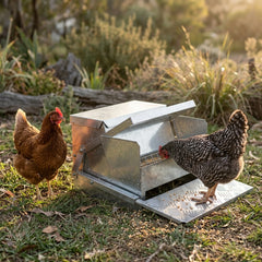 PawHut 25 lbs Capacity Automatic Chicken Poultry Feeder with a Galvanized Steel and Aluminium Build, Weatherproof Design