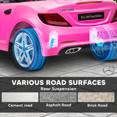 Aosom Mercedes SLC 300 Licensed Kids Electric Car with Remote Control, 12V Battery Powered Kids Ride on Car with Music, Lights, Suspension for 3-6 Years Old, Pink