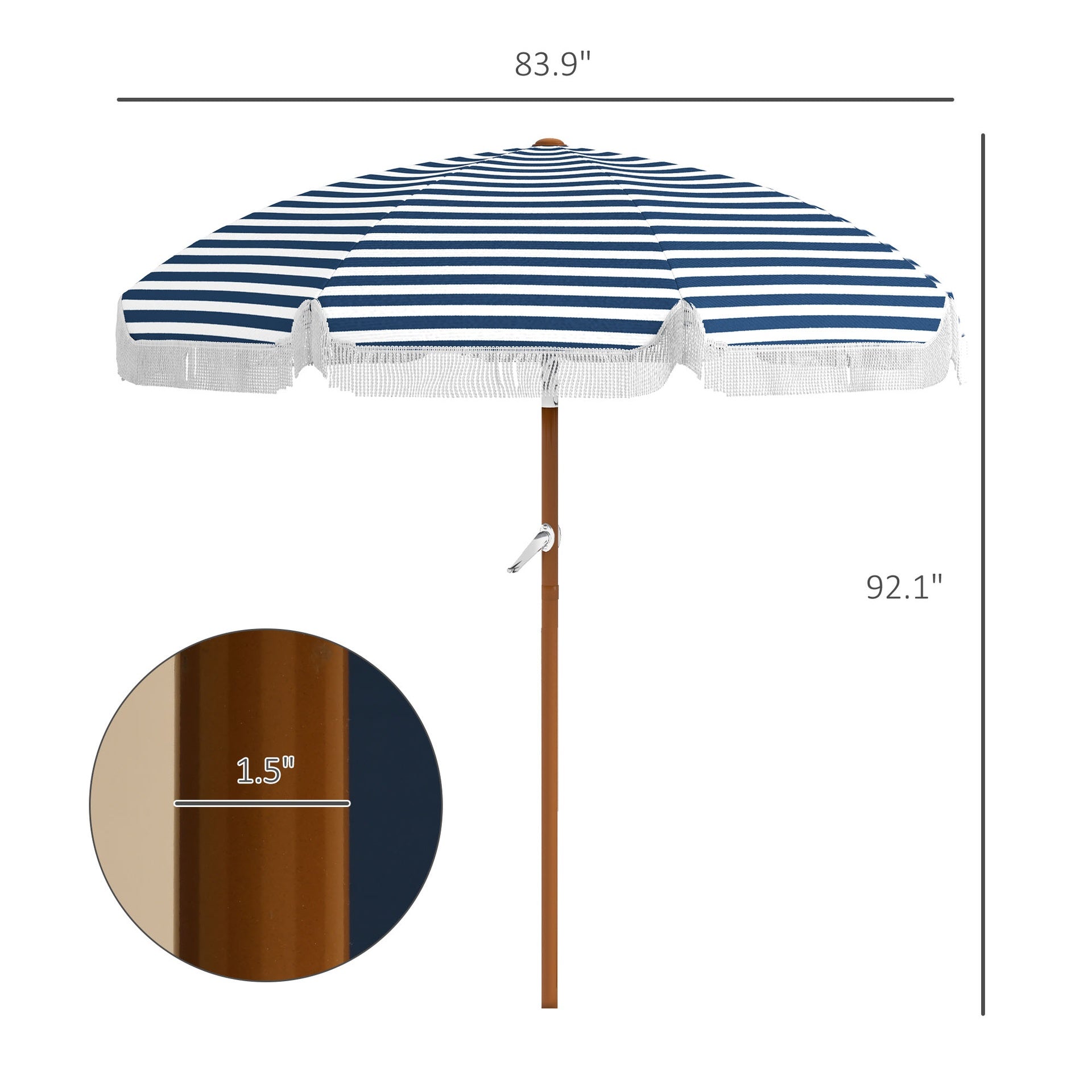 Outsunny 7 x 7 ft Outdoor Umbrella with Tilt, Vent, Patio Market Table Umbrella Parasol with Fringed Ruffles and Flounce, Blue