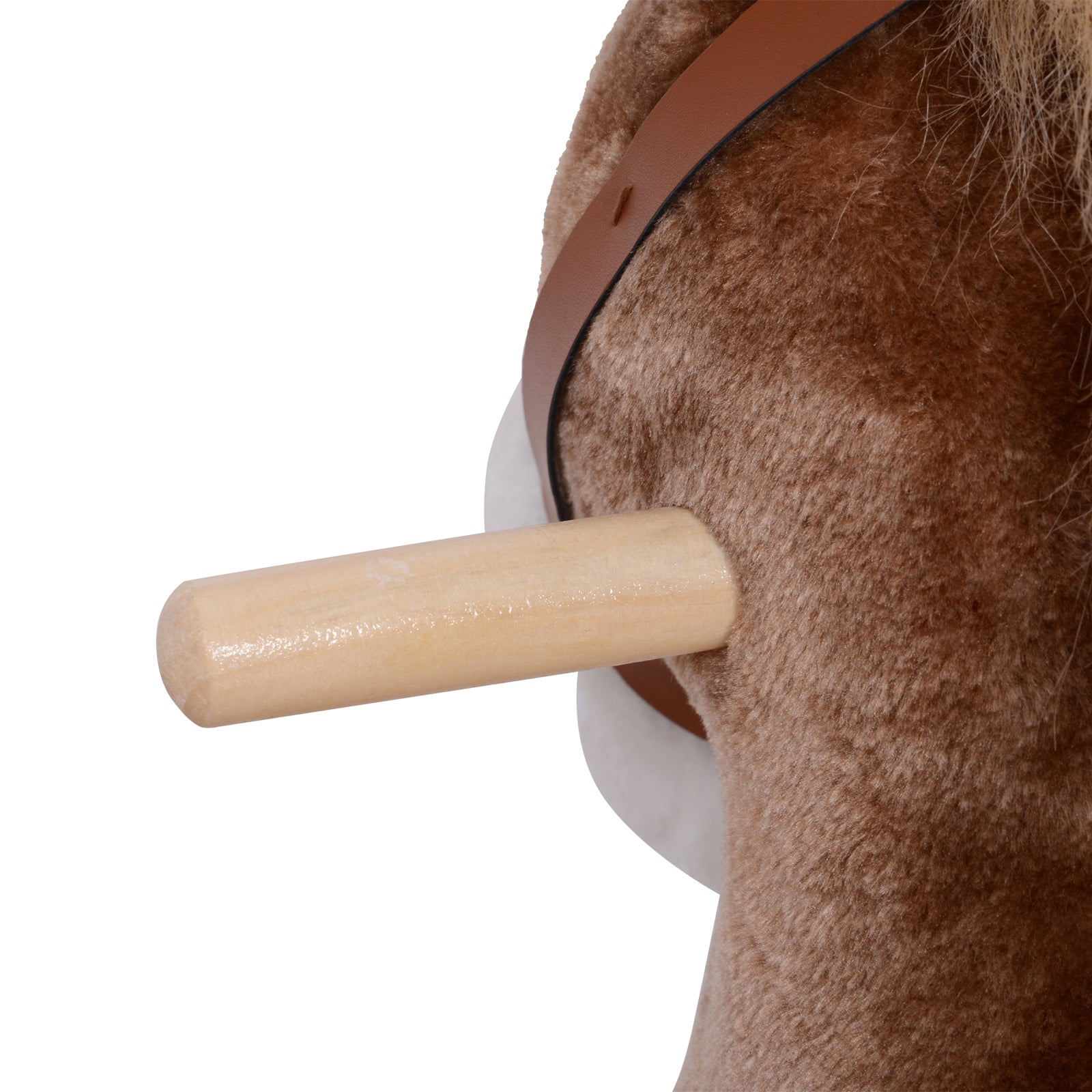 Qaba Kids Rocking Horse with Soft Plush Body, Wooden Base & Handle Grip for Years 3+