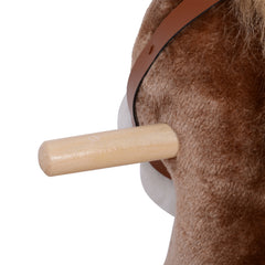 Qaba Kids Rocking Horse with Soft Plush Body, Wooden Base & Handle Grip for Years 3+