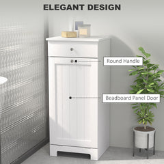 HOMCOM Laundry Hamper Cabinet, Laundry Cabinet with Tilt Out Laundry Basket and Drawer, White