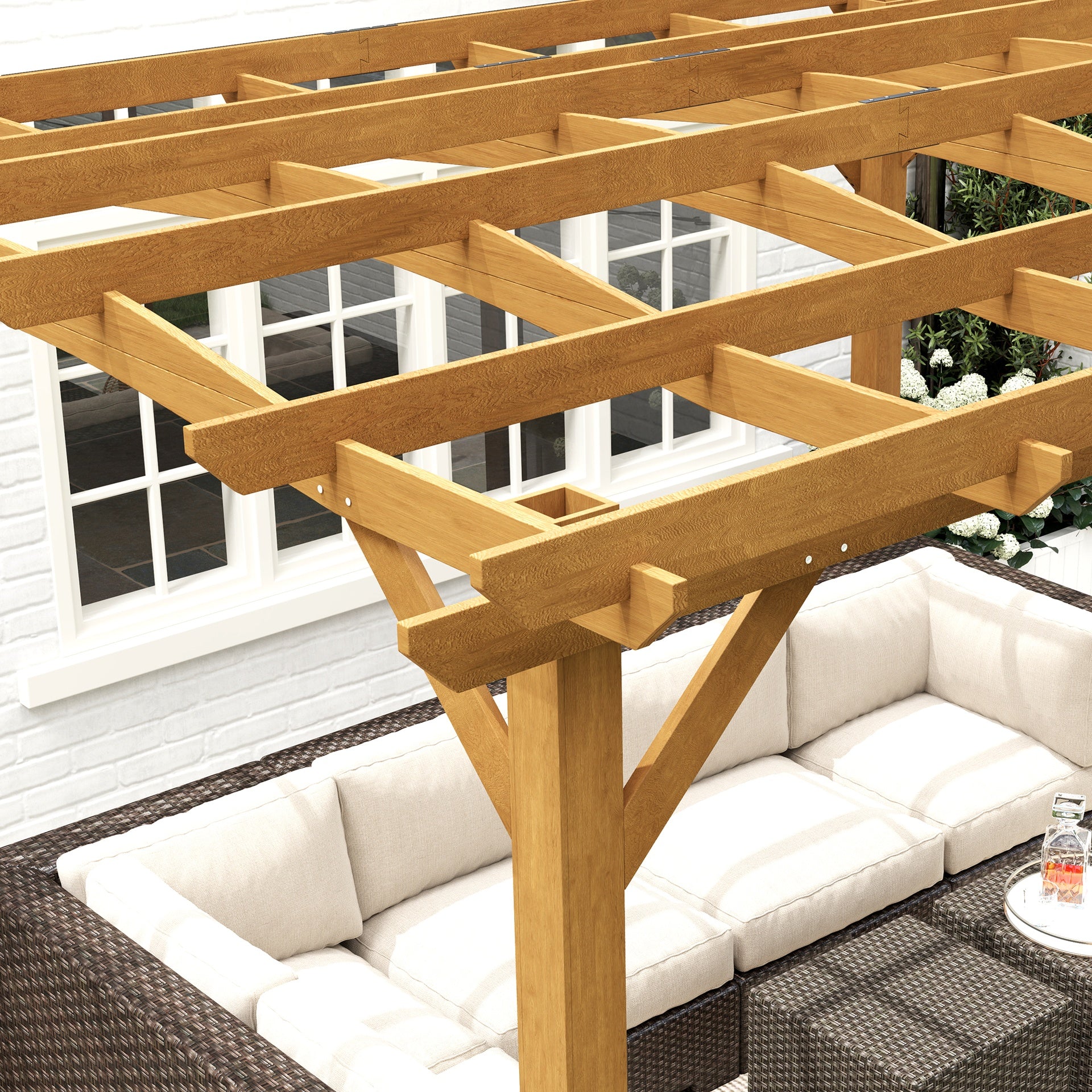 Outsunny 10' x 12' Wood Pergola, Outdoor Gazebo Grape Trellis with Arched Roof for Climbing Plant Support, Dark Brown
