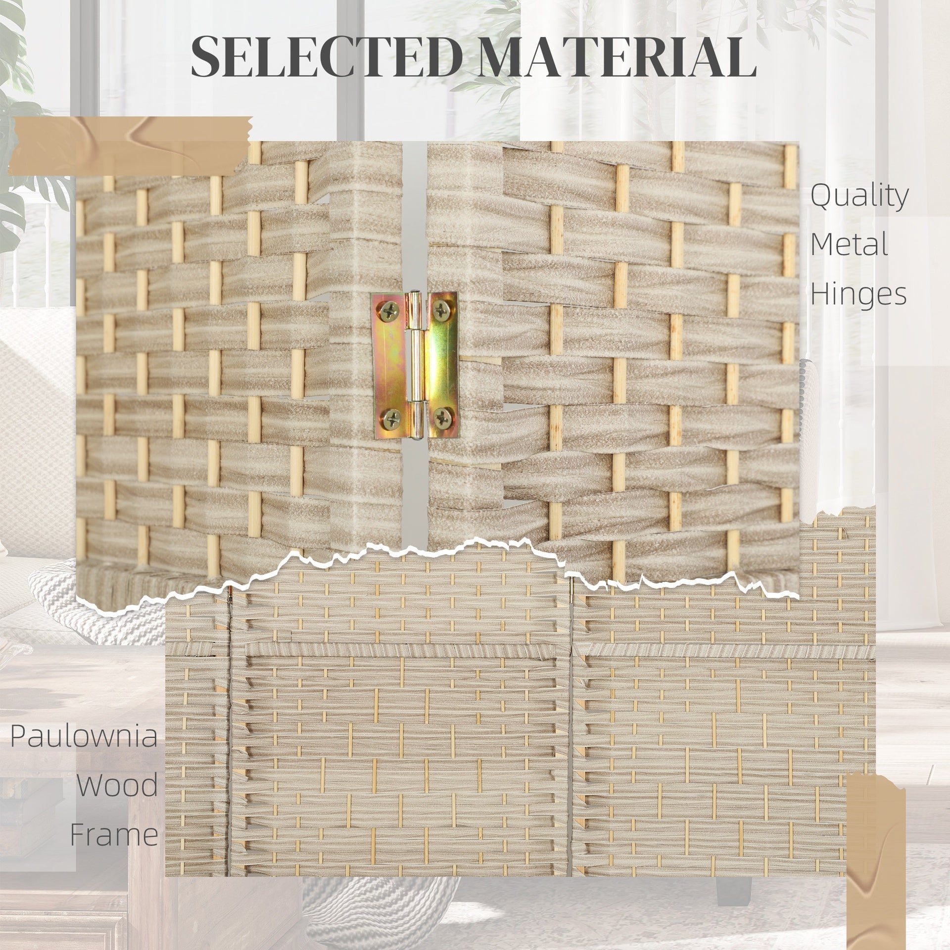 HOMCOM Folding Room Divider Screen 4 Panel 6' Tall Privacy Screen Freestanding Wood Partition for Home Office, Washed Oak