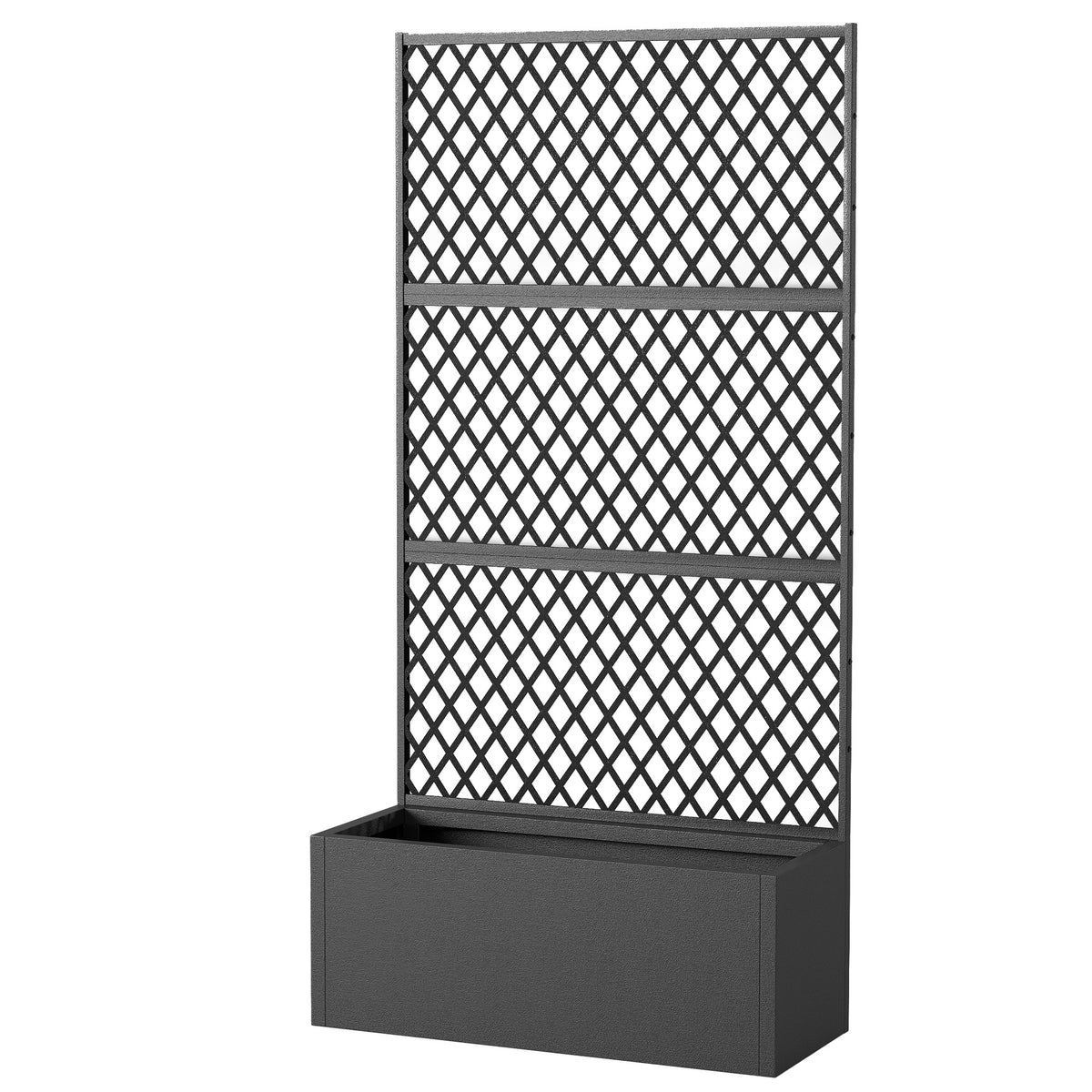Outsunny Metal Planter Box with Trellis, Raised Garden Bed with Trellis, Diamond Lattice Privacy Planter for Climbing Plants
