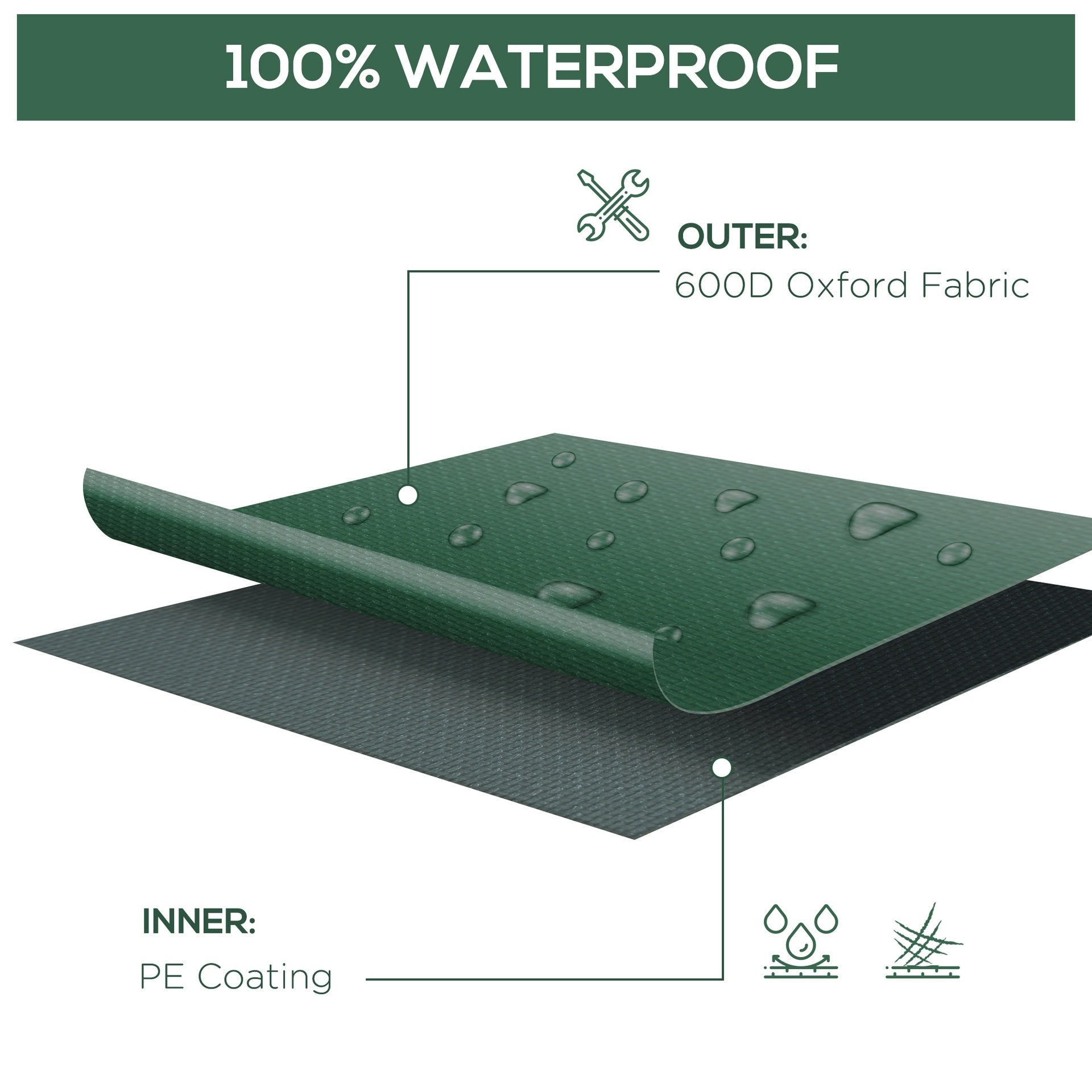 Outsunny 97" x 65" x 26" Heavy Duty Outdoor Sectional Sofa Cover, Waterproof Patio Furniture Cover for Weather Protection, Dark Green