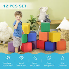 Soozier 12 Piece Soft Play Blocks Soft Foam Toy for Toddler, Multi-Color