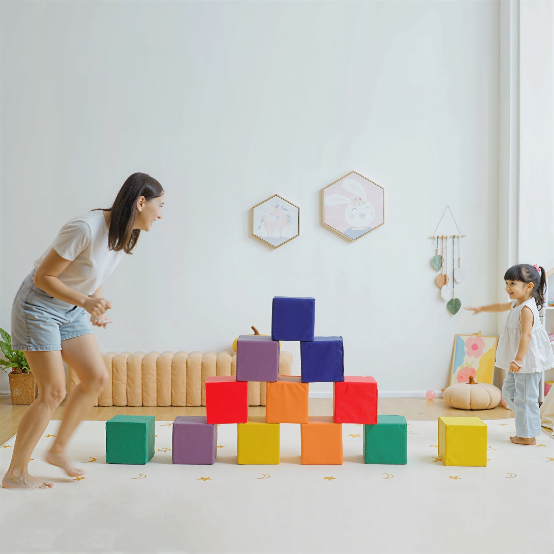 Soozier 12 Piece Soft Play Blocks Soft Foam Toy for Toddler, Multi-Color