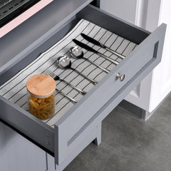 HOMCOM Elegant Buffet with Hutch, Kitchen Pantry Storage Cabinet with Framed Glass Door Drawer and Microwave Space, Gray