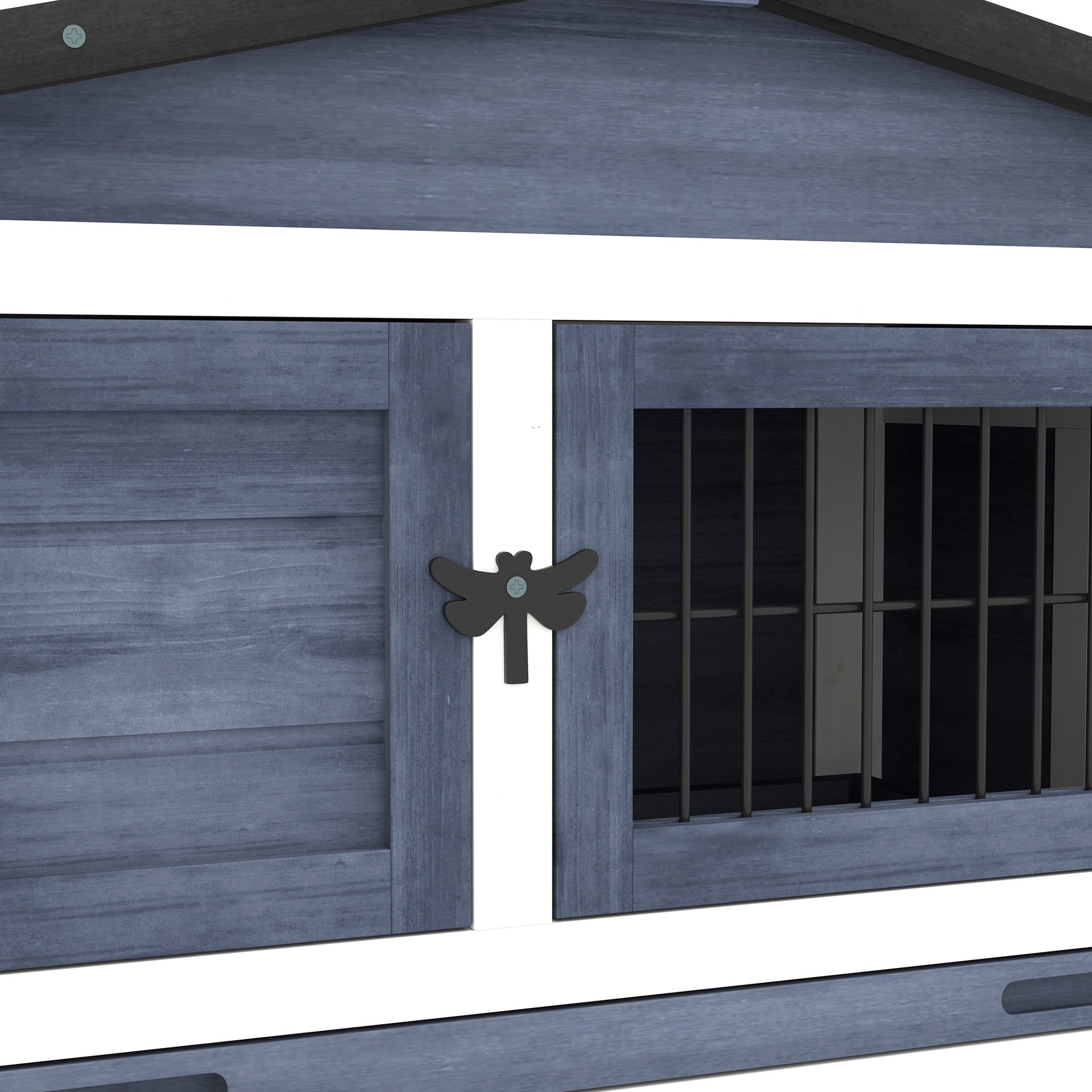 PawHut 2 Level 59" Outdoor Rabbit Hutch with Openable Top, Dark Gray