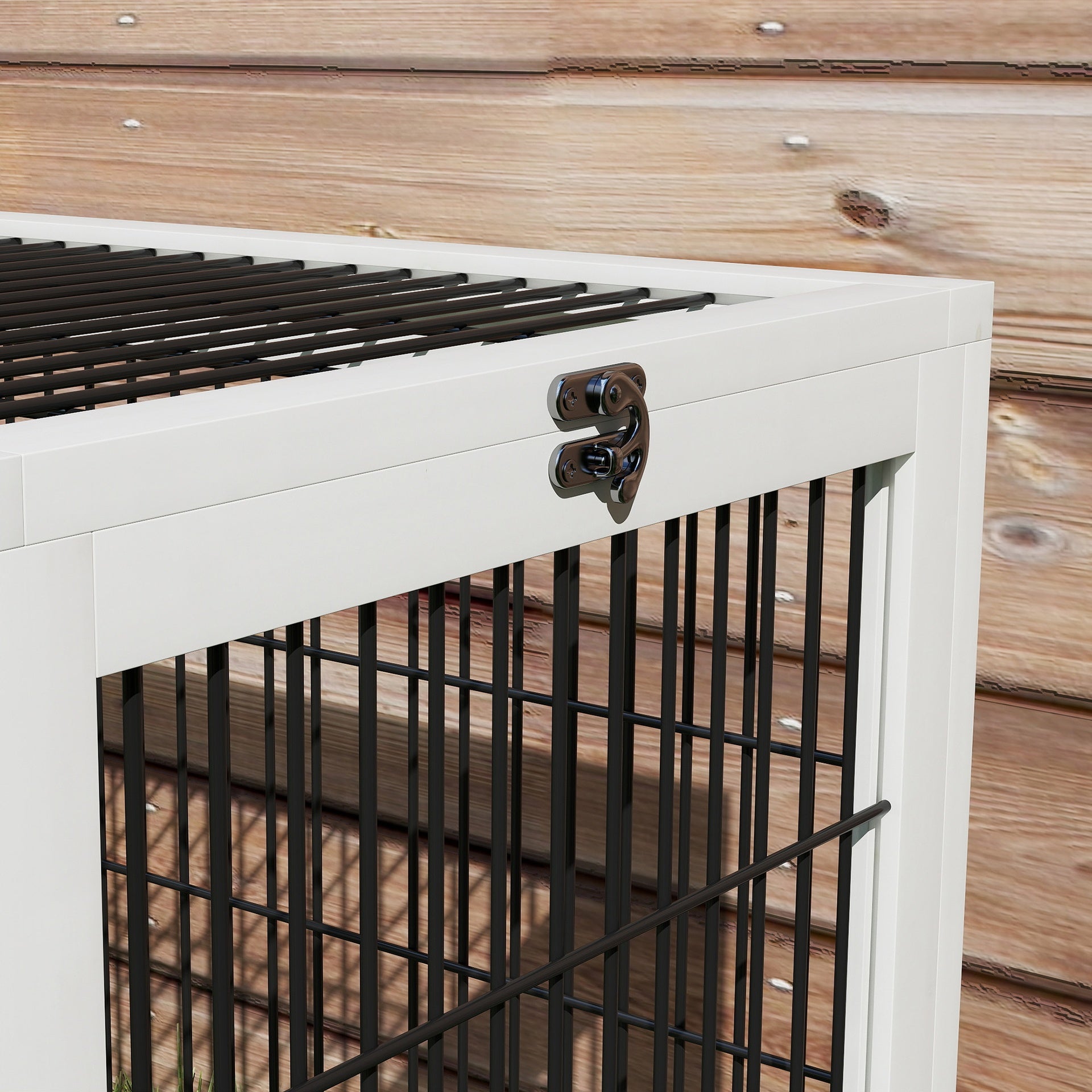 PawHut 2 Level 59" Outdoor Rabbit Hutch with Openable Top, Dark Gray