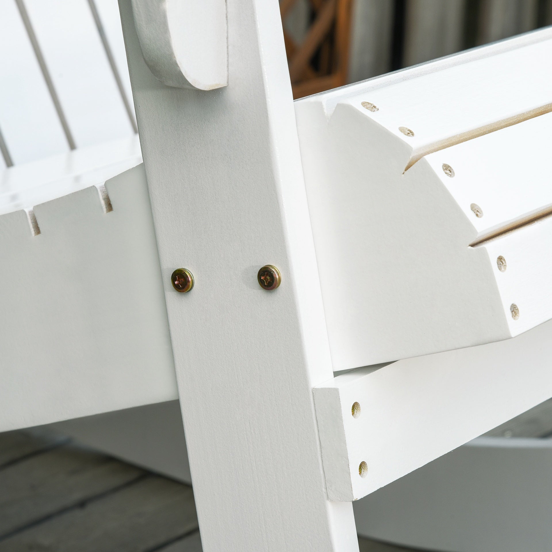 Outsunny Wooden Adirondack Rocking Chair Outdoor Lounge Chair Fire Pit Seating with Slatted Wooden Design, Fanned Back, White