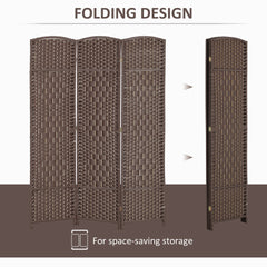 HOMCOM Folding Room Divider Screen 3 Panel 6' Tall Privacy Screen Freestanding Wood Partition for Home Office, Brown