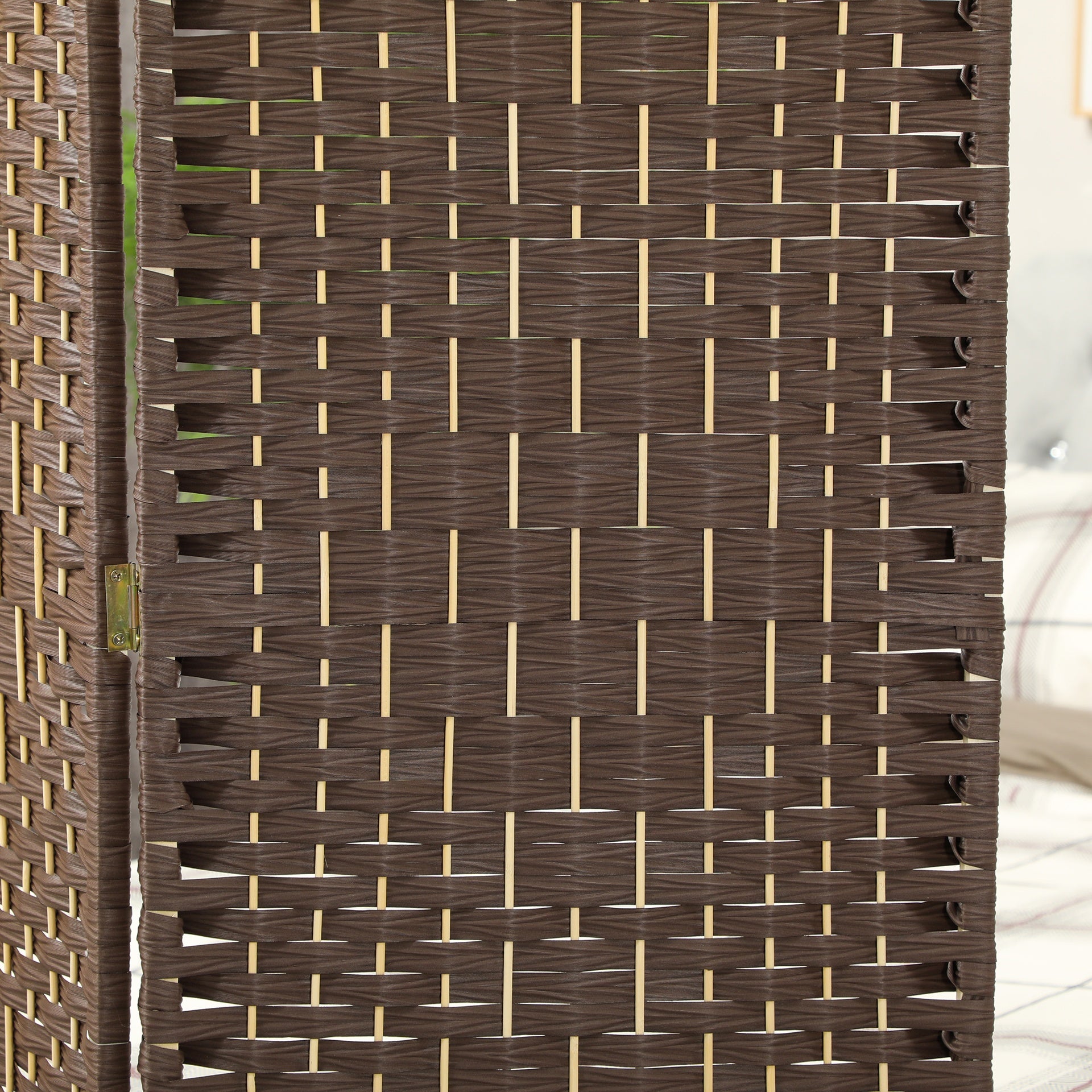 HOMCOM Folding Room Divider Screen 3 Panel 6' Tall Privacy Screen Freestanding Wood Partition for Home Office, Brown