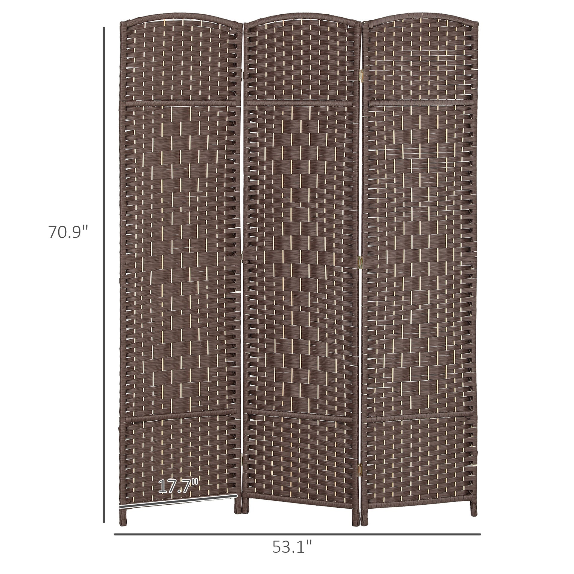 HOMCOM Folding Room Divider Screen 3 Panel 6' Tall Privacy Screen Freestanding Wood Partition for Home Office, Brown