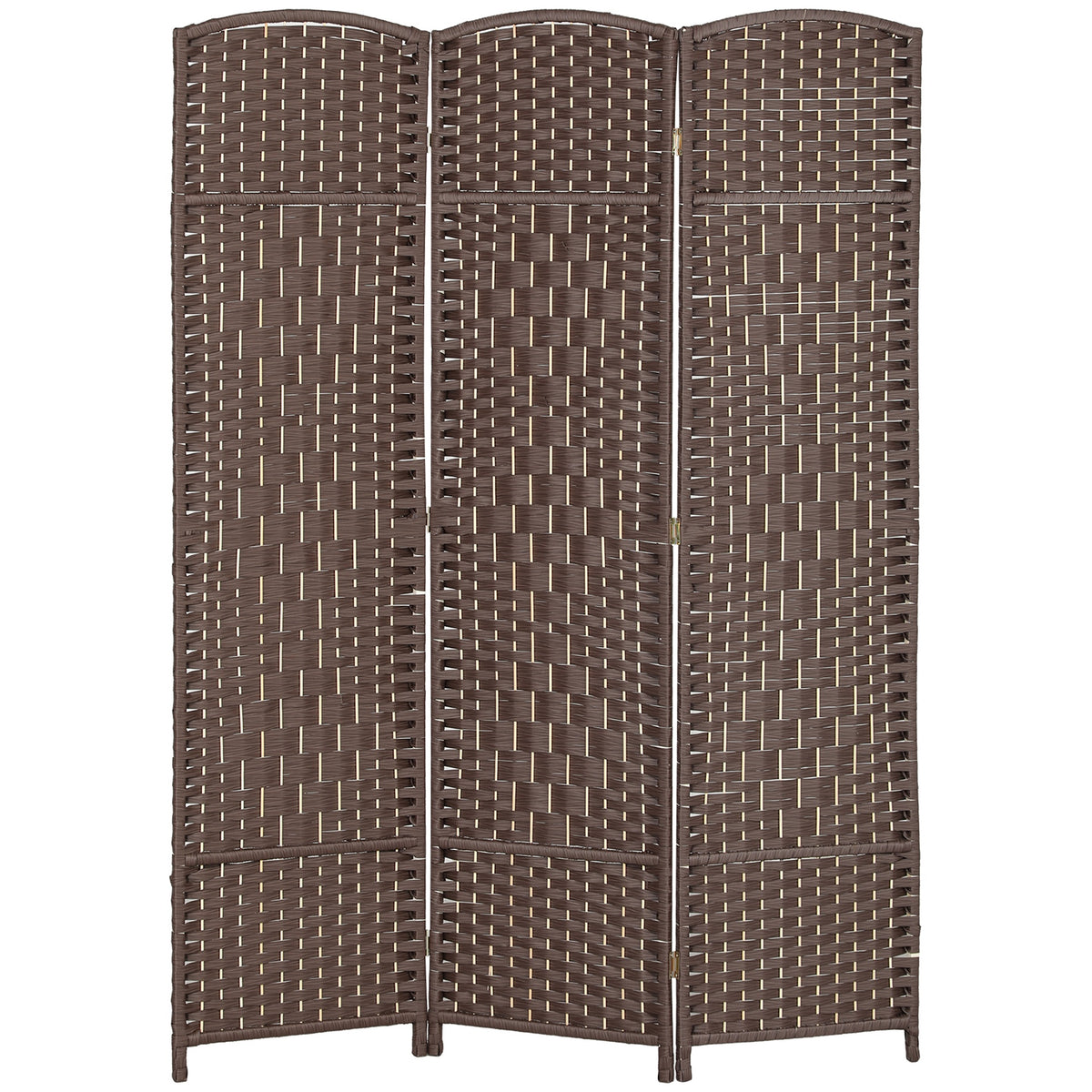 HOMCOM Folding Room Divider Screen 3 Panel 6' Tall Privacy Screen Freestanding Wood Partition for Home Office, Brown