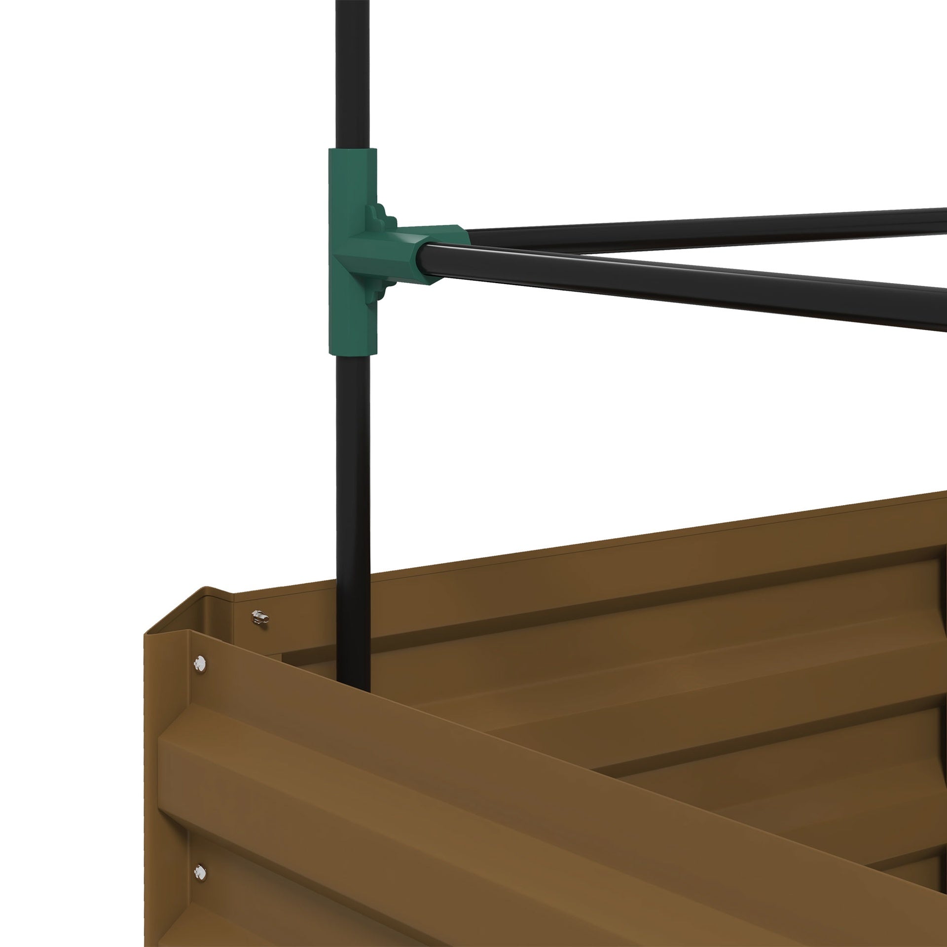 Outsunny Galvanized Planter Box, 24" x 24" x 55" Raised Garden Bed with Tomato Cage for Climbing Vines, Brown