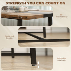 HOMCOM Industrial Kitchen Table for 8 People, 70.9" Long Dining Table with Large Tabletop and Steel Legs for Dining Room, Brown