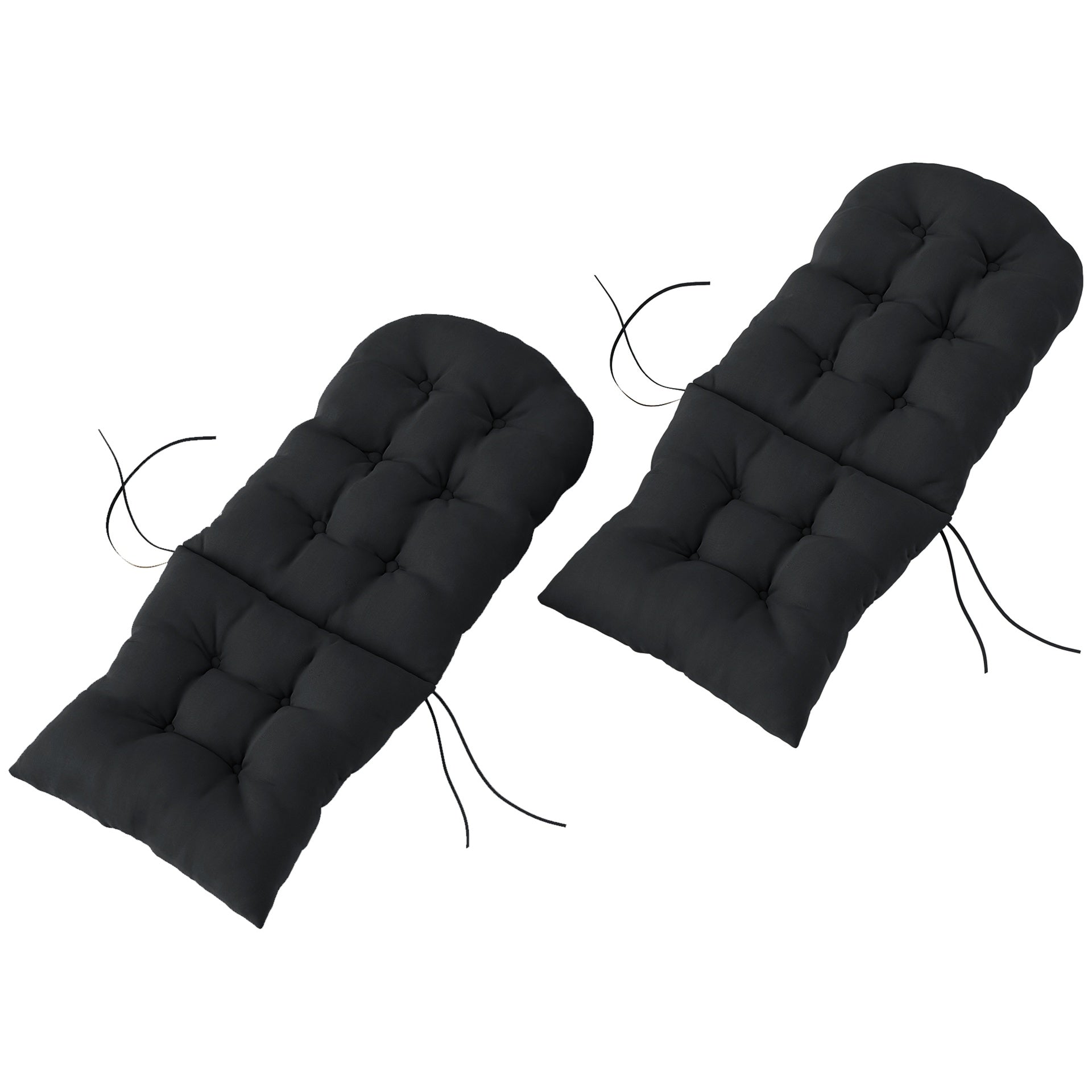 Outsunny Outdoor Adirondack Chair Cushions Set of 2, Tufted High Back Patio Chair Cushions, Black